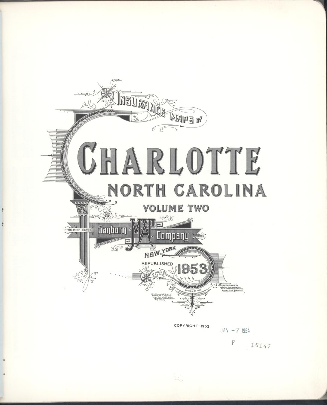 Sanborn Fire Insurance Map from Charlotte, Mecklenburg County, North Carolina (1953), Sheet #0001 - Complete Map Set gallery image, historic Sanborn map, vintage wall art, North Carolina North Carolina