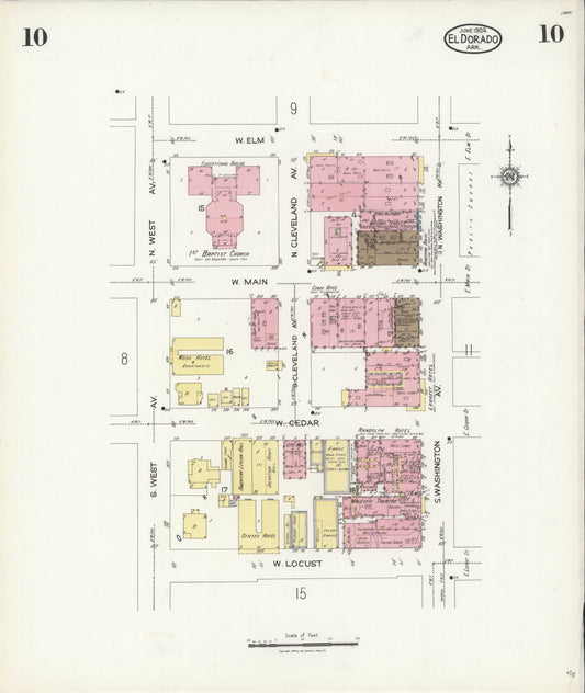 Sanborn Fire Insurance Map from El Dorado, Union County, Arkansas (1924), Sheet #0010 - Historic Sanborn Fire Insurance Map Print, vintage old map wall art, antique decor, genealogy gift, Arkansas Arkansas map