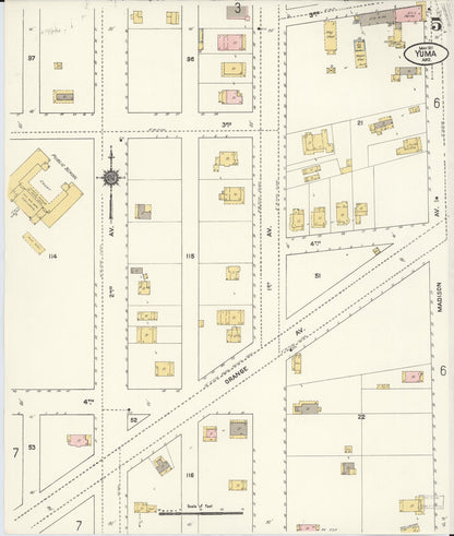 Sanborn Fire Insurance Map from Yuma, Yuma County, Arizona (1911), Sheet #0005 - Complete Map Set gallery image, historic Sanborn map, vintage wall art, Arizona Arizona