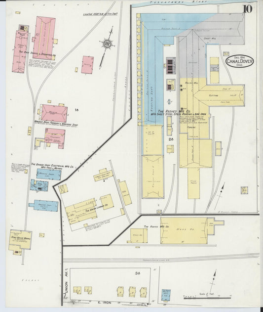 Sanborn Fire Insurance Map from Canal Dover, Tuscarawas County, Ohio (1914), Sheet #0010 - Historic Sanborn Fire Insurance Map Print, vintage old map wall art, antique decor, genealogy gift, Ohio Ohio map