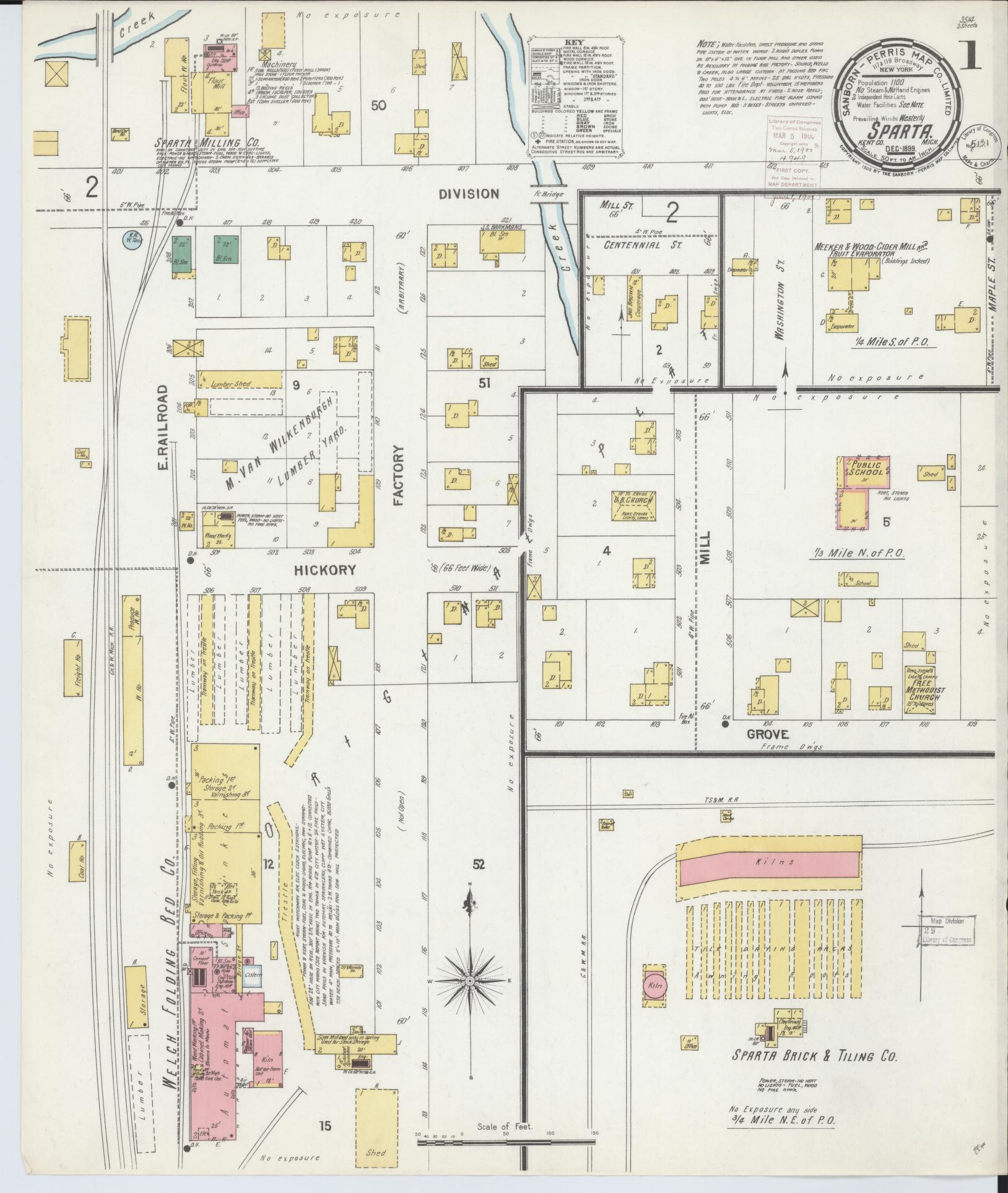 Sanborn Fire Insurance Map from Sparta, Kent County, Michigan (1899), Sheet #0001 - Complete Map Set gallery image, historic Sanborn map, vintage wall art, Michigan Michigan
