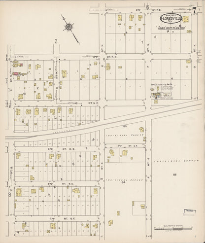 Sanborn Fire Insurance Map from Floresville, Wilson County, Texas (1922), Sheet #0007 - Complete Map Set gallery image, historic Sanborn map, vintage wall art, Texas Texas