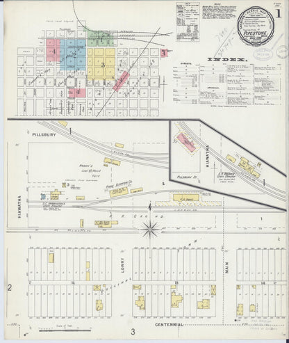 Sanborn Fire Insurance Map from Pipestone, Pipestone County, Minnesota (1898), Sheet #0001 - Historic Sanborn Fire Insurance Map Print, vintage old map wall art, antique decor, genealogy gift, Minnesota Minnesota map