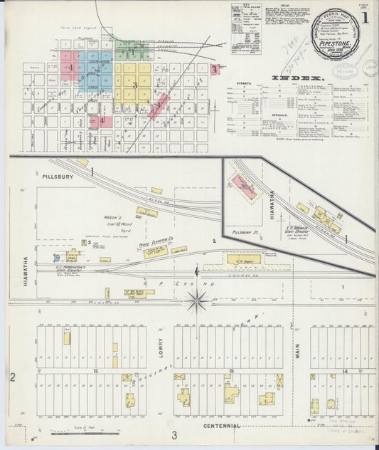 Sanborn Fire Insurance Map from Pipestone, Pipestone County, Minnesota (1898), Sheet #0001 - Historic Sanborn Fire Insurance Map Print, vintage old map wall art, antique decor, genealogy gift, Minnesota Minnesota map