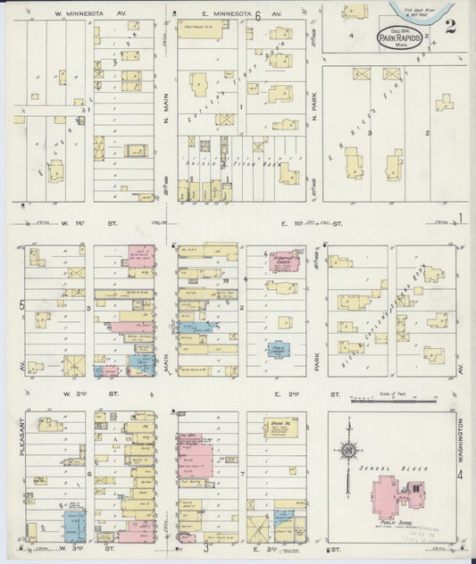 Sanborn Fire Insurance Map from Park Rapids, Hubbard County, Minnesota (1914), Sheet #0002 - Historic Sanborn Fire Insurance Map Print, vintage old map wall art, antique decor, genealogy gift, Minnesota Minnesota map