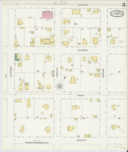 Sanborn Fire Insurance Map from La Grange, Fayette County, Texas (1896), Sheet #0003 - Complete Map Set gallery image, historic Sanborn map, vintage wall art, Texas Texas