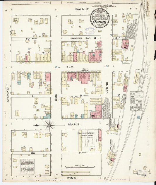 Sanborn Fire Insurance Map from Avoca, Pottawattamie County, Iowa (1883), Sheet #0001 - Historic Sanborn Fire Insurance Map Print, vintage old map wall art