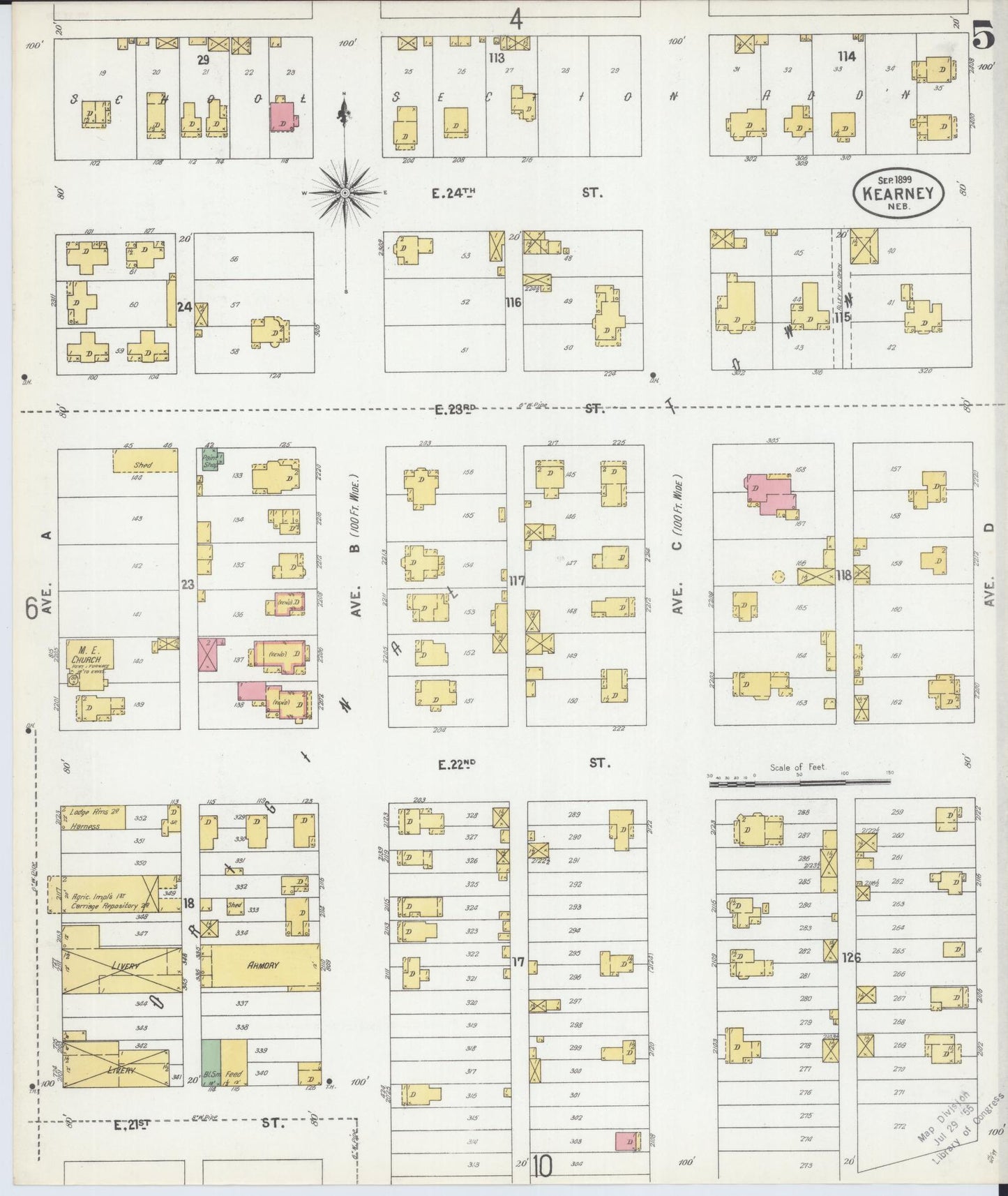 Sanborn Fire Insurance Map from Kearney, Buffalo County, Nebraska (1899), Sheet #0005 - Complete Map Set gallery image, historic Sanborn map, vintage wall art, Nebraska Nebraska