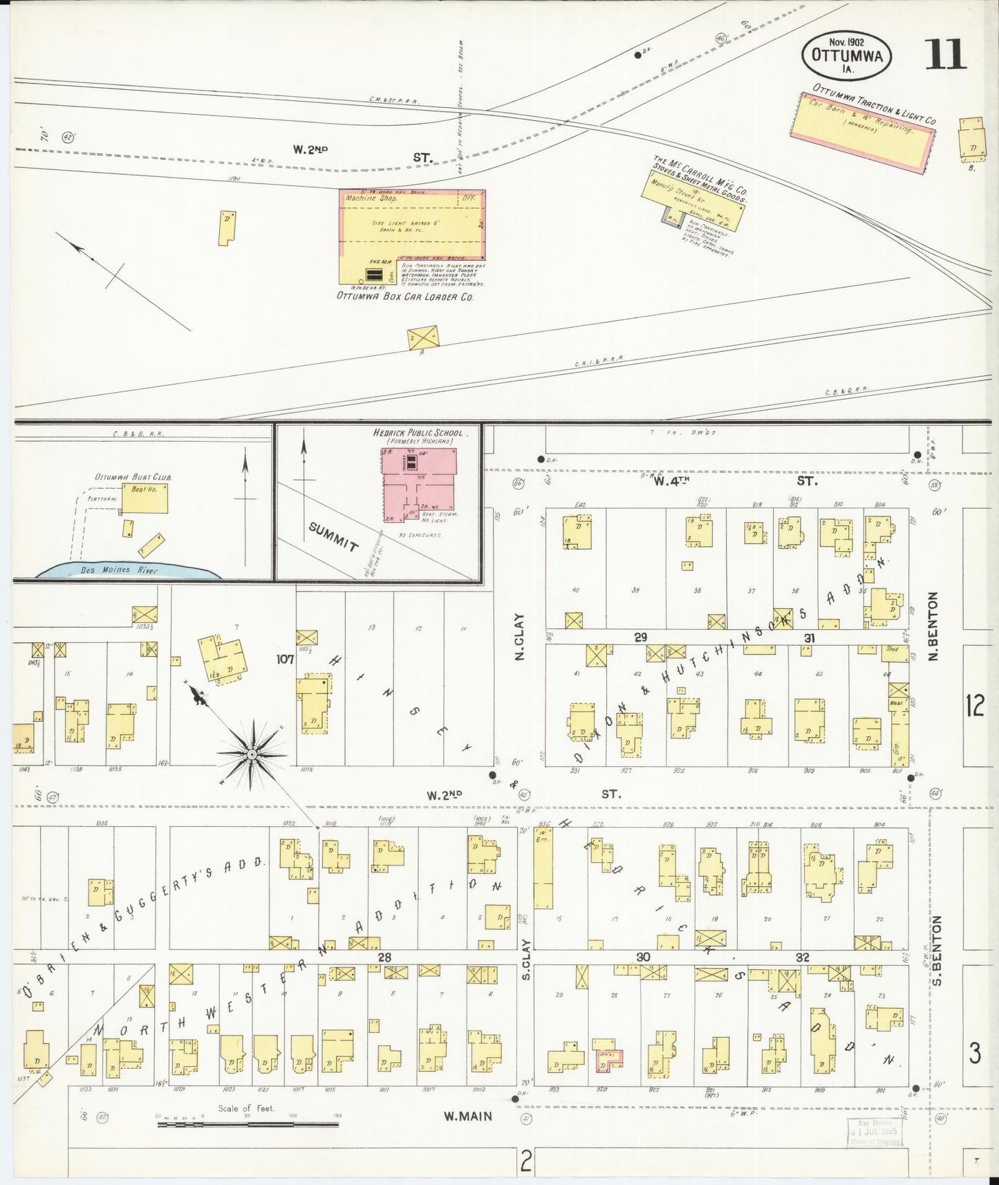 Sanborn Fire Insurance Map from Ottumwa, Wapello County, Iowa (1902), Sheet #0011 - Historic Sanborn Fire Insurance Map Print, vintage old map wall art