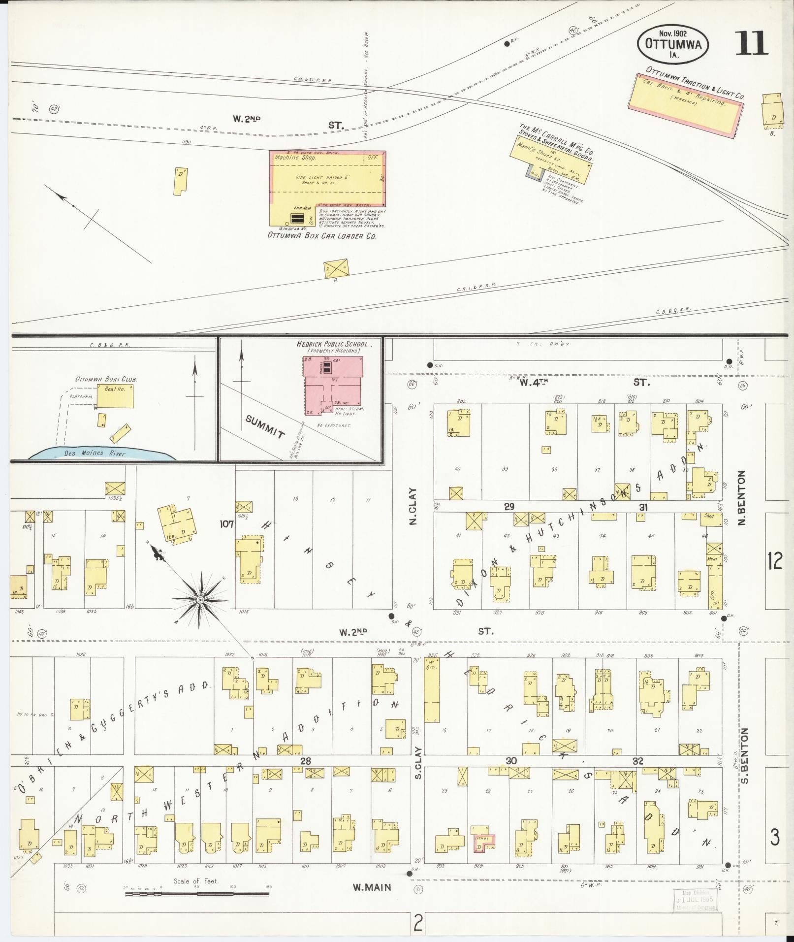 Sanborn Fire Insurance Map from Ottumwa, Wapello County, Iowa (1902), Sheet #0011 - Historic Sanborn Fire Insurance Map Print, vintage old map wall art