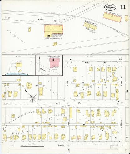 Sanborn Fire Insurance Map from Ottumwa, Wapello County, Iowa (1902), Sheet #0011 - Historic Sanborn Fire Insurance Map Print, vintage old map wall art