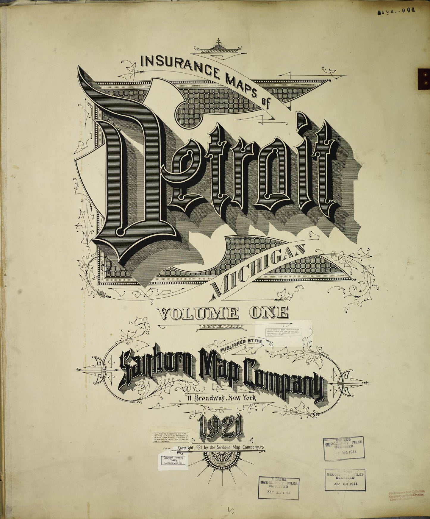 Sanborn Fire Insurance Map from Detroit, Wayne County, Michigan (1950), Sheet #0001 - Historic Sanborn Fire Insurance Map Print, vintage old map wall art, antique decor, genealogy gift, Michigan Michigan map