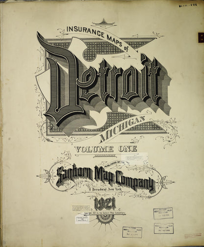 Sanborn Fire Insurance Map from Detroit, Wayne County, Michigan (1950), Sheet #0001 - Historic Sanborn Fire Insurance Map Print, vintage old map wall art, antique decor, genealogy gift, Michigan Michigan map