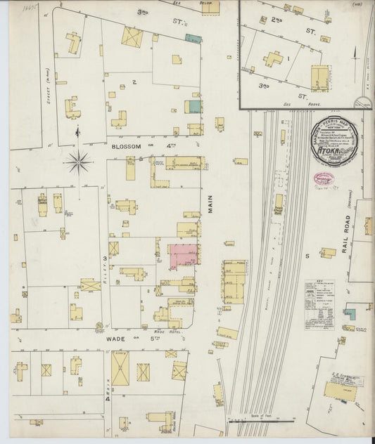 Sanborn Fire Insurance Map from Atoka, Atoka County, Oklahoma (1894), Sheet #0001 - Historic Sanborn Fire Insurance Map Print, vintage old map wall art, antique decor, genealogy gift, Oklahoma Oklahoma map