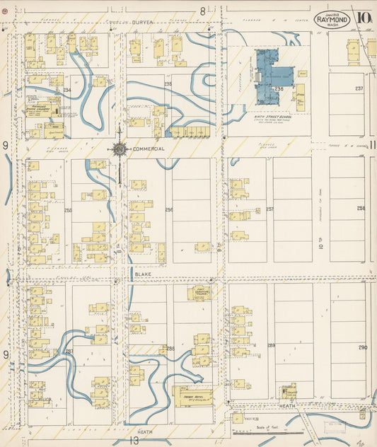 Sanborn Fire Insurance Map from Raymond, Pacific County, Washington (1913), Sheet #0010 - Historic Sanborn Fire Insurance Map Print, vintage old map wall art, antique decor, genealogy gift, Washington Washington map