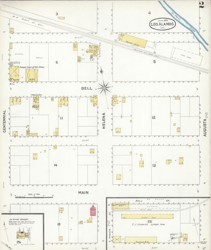 Sanborn Fire Insurance Map from Los Alamos, Santa Barbara County, California (1895), Sheet #0002 - Historic Sanborn Fire Insurance Map Print, vintage old map wall art, antique decor, genealogy gift, California California map