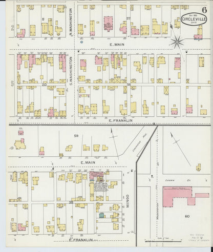 Sanborn Fire Insurance Map from Circleville, Pickaway County, Ohio (1893), Sheet #0006 - Historic Sanborn Fire Insurance Map Print, vintage old map wall art, antique decor, genealogy gift, Ohio Ohio map
