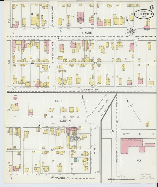 Sanborn Fire Insurance Map from Circleville, Pickaway County, Ohio (1893), Sheet #0006 - Historic Sanborn Fire Insurance Map Print, vintage old map wall art, antique decor, genealogy gift, Ohio Ohio map