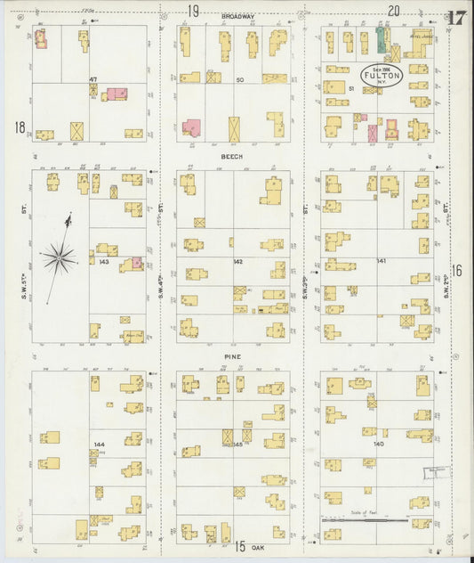 Sanborn Fire Insurance Map from Fulton, Oswego County, New York (1906), Sheet #0017 - Historic Sanborn Fire Insurance Map Print, vintage old map wall art, antique decor, genealogy gift, New York New York map