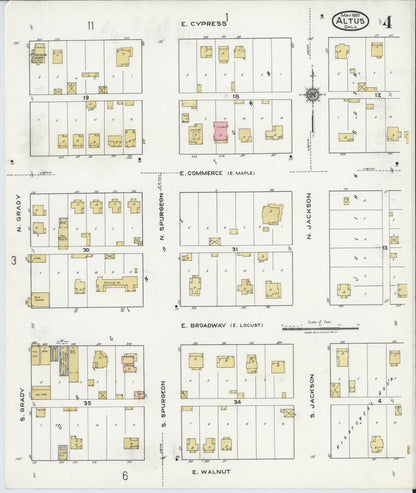 Sanborn Fire Insurance Map from Altus, Jackson County, Oklahoma (1920), Sheet #0004 - Complete Map Set gallery image, historic Sanborn map, vintage wall art, Oklahoma Oklahoma