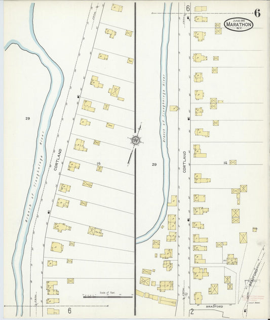 Sanborn Fire Insurance Map from Marathon, Cortland County, New York (1915), Sheet #0006 - Historic Sanborn Fire Insurance Map Print, vintage old map wall art, antique decor, genealogy gift, New York New York map