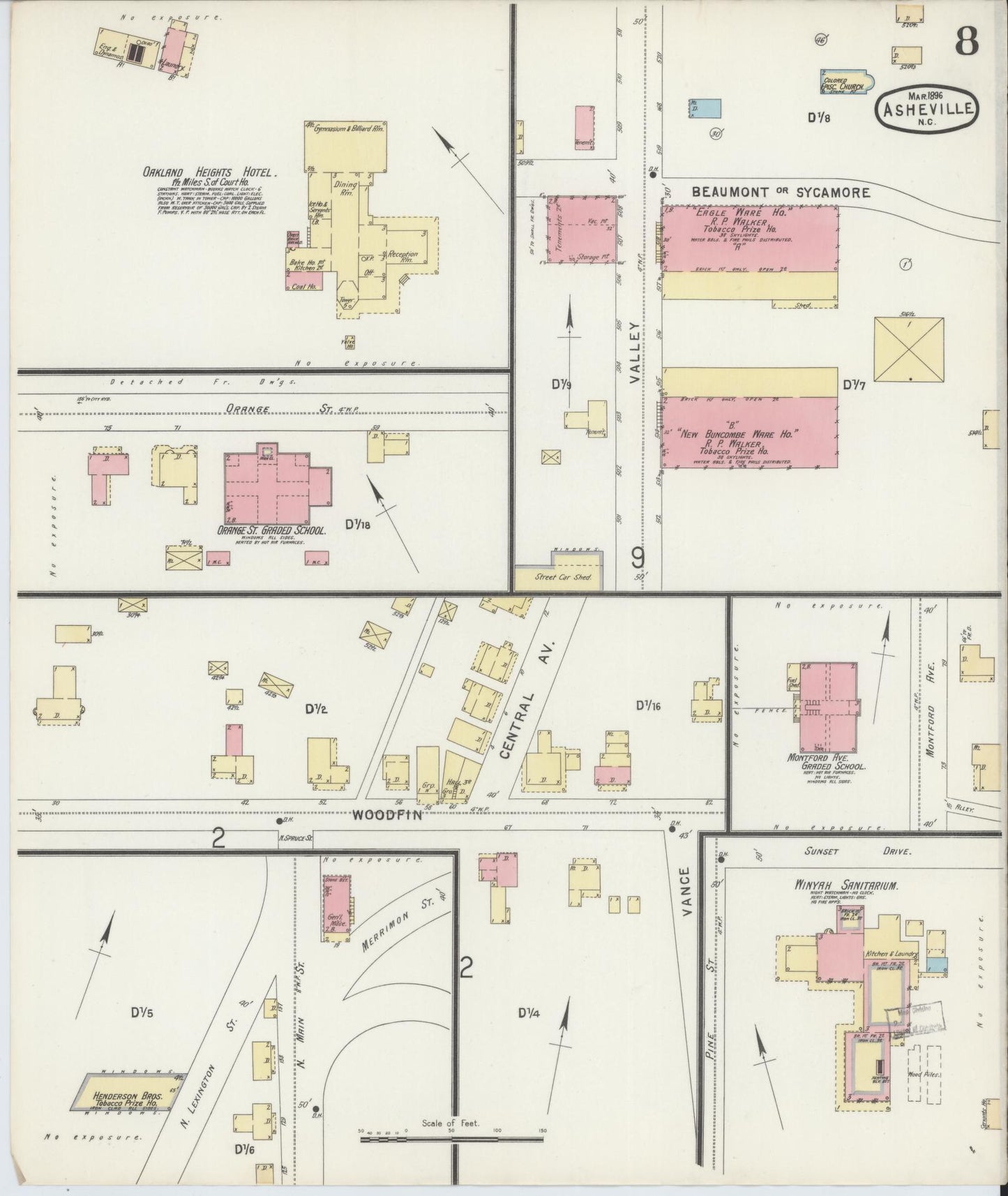 Sanborn Fire Insurance Map from Asheville, Buncombe County, North Carolina (1896), Sheet #0008 - Complete Map Set gallery image, historic Sanborn map, vintage wall art, North Carolina North Carolina