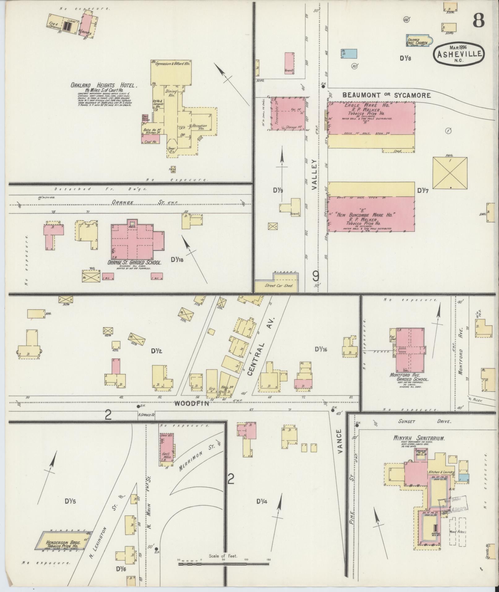 Sanborn Fire Insurance Map from Asheville, Buncombe County, North Carolina (1896), Sheet #0008 - Complete Map Set gallery image, historic Sanborn map, vintage wall art, North Carolina North Carolina