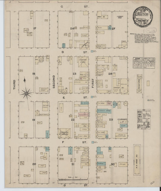 Sanborn Fire Insurance Map from Cheney, Spokane County, Washington (1884), Sheet #0001 - Historic Sanborn Fire Insurance Map Print, vintage old map wall art, antique decor, genealogy gift, Washington Washington map