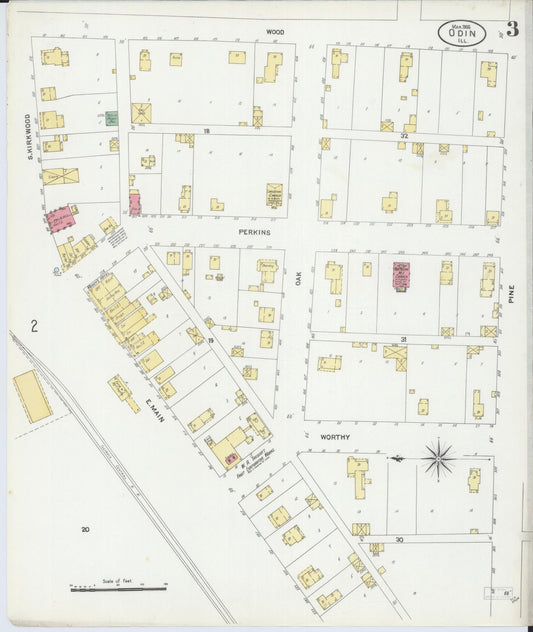 Sanborn Fire Insurance Map from Odin, Marion County, Illinois (1906), Sheet #0003 - Historic Sanborn Fire Insurance Map Print, vintage old map wall art, antique decor, genealogy gift, Illinois Illinois map