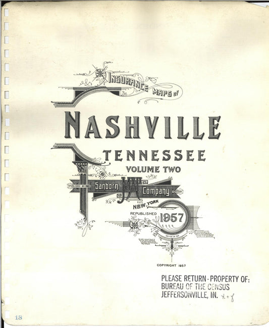 Sanborn Fire Insurance Map from Nashville, Davidson County, Tennessee (1963), Sheet #0001 - Historic Sanborn Fire Insurance Map Print, vintage old map wall art, antique decor, genealogy gift, Tennessee Tennessee map