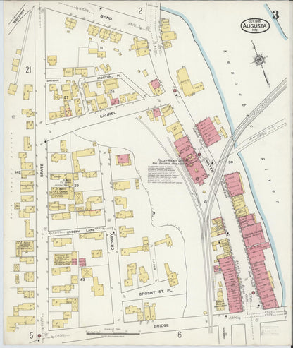 Sanborn Fire Insurance Map from Augusta, Kennebec County, Maine (1918), Sheet #0003 - Complete Map Set gallery image, historic Sanborn map, vintage wall art, Maine Maine