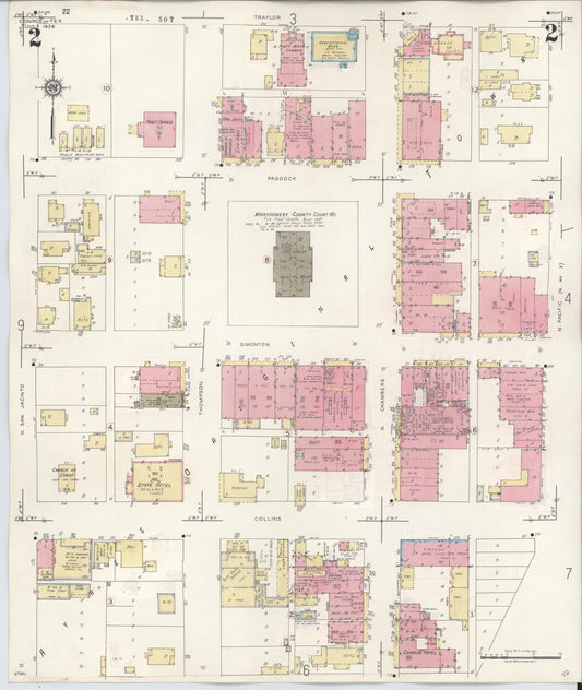 Sanborn Fire Insurance Map from Conroe, Montgomery County, Texas (1943), Sheet #0002 - Historic Sanborn Fire Insurance Map Print, vintage old map wall art, antique decor, genealogy gift, Texas Texas map