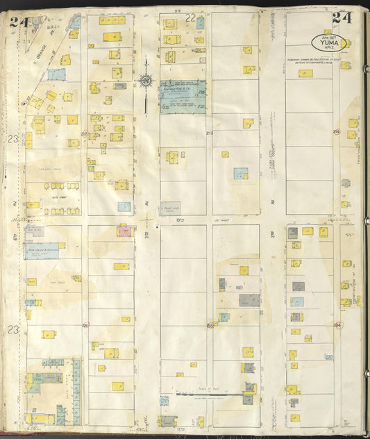 Sanborn Fire Insurance Map from Yuma, Yuma County, Arizona (1948), Sheet #0024 - Historic Sanborn Fire Insurance Map Print, vintage old map wall art, antique decor, genealogy gift, Arizona Arizona map