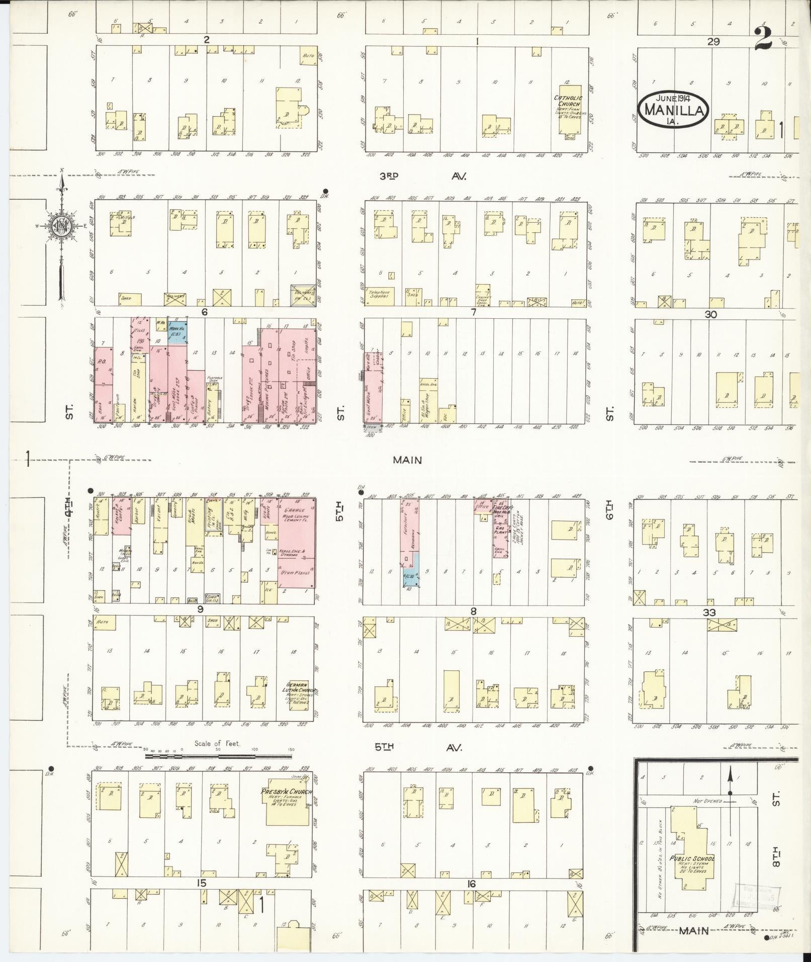 Sanborn Fire Insurance Map from Manilla, Crawford County, Iowa (1914), Sheet #0002 - Historic Sanborn Fire Insurance Map Print