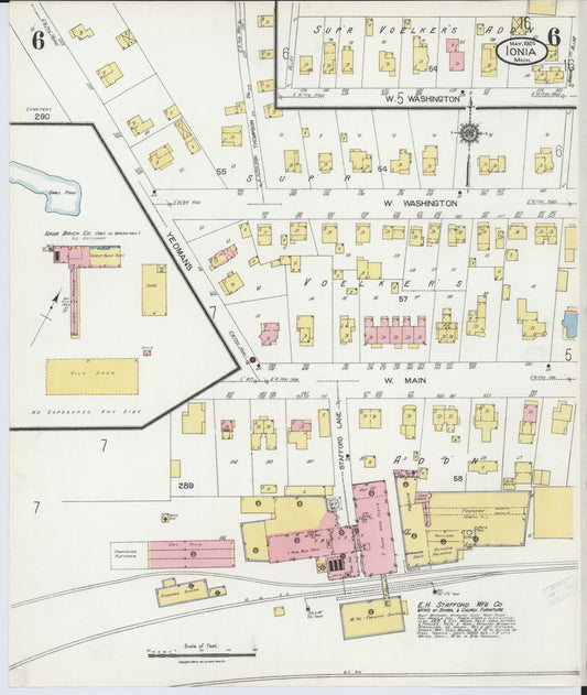 Sanborn Fire Insurance Map from Ionia, Ionia County, Michigan (1924), Sheet #0006 - Historic Sanborn Fire Insurance Map Print, vintage old map wall art, antique decor, genealogy gift, Michigan Michigan map