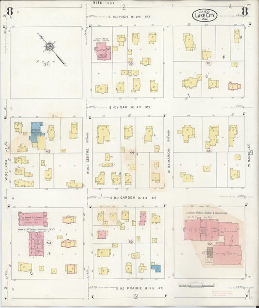 Sanborn Fire Insurance Map from Lake City, Wabasha County, Minnesota (1938), Sheet #0008 - Historic Sanborn Fire Insurance Map Print, vintage old map wall art, antique decor, genealogy gift, Minnesota Minnesota map