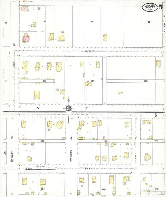 Sanborn Fire Insurance Map from Emmett, Gem County, Idaho (1911), Sheet #0005 - Historic Sanborn Fire Insurance Map Print, vintage old map wall art, antique decor, genealogy gift, Idaho Idaho map