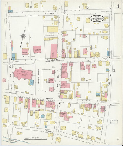 Sanborn Fire Insurance Map from Sainte Genevieve, Saint Genevieve County, Missouri (1911), Sheet #0004 - Complete Map Set gallery image, historic Sanborn map, vintage wall art, Missouri Missouri