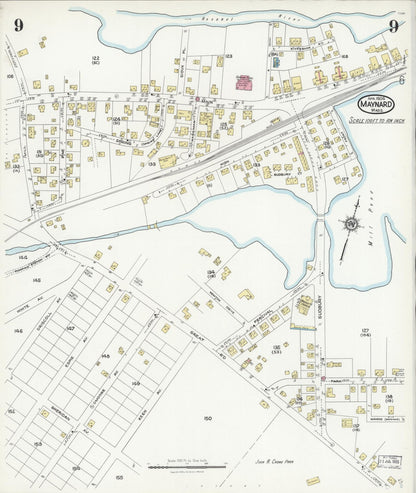 Sanborn Fire Insurance Map from Maynard, Middlesex County, Massachusetts (1924), Sheet #0009 - Complete Map Set gallery image, historic Sanborn map, vintage wall art, Massachusetts Massachusetts