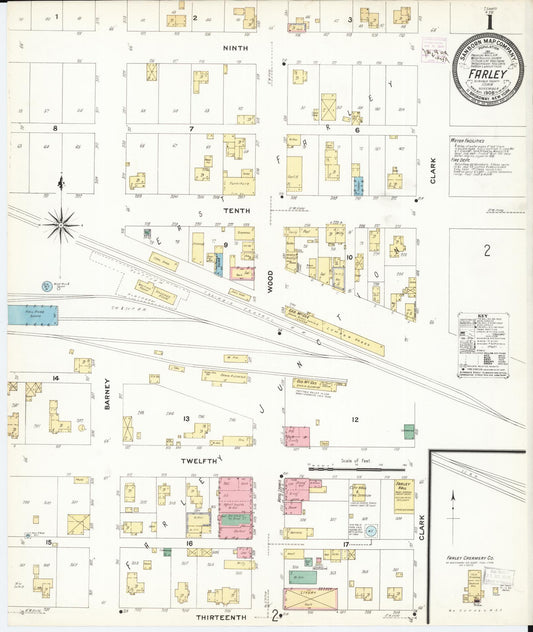 Sanborn Fire Insurance Map from Farley, Dubuque County, Iowa (1908), Sheet #0001 - Historic Sanborn Fire Insurance Map Print, vintage old map wall art