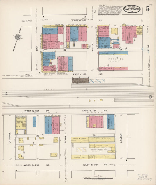Sanborn Fire Insurance Map from Sweetwater, Nolan County, Texas (1922), Sheet #0005 - Historic Sanborn Fire Insurance Map Print, vintage old map wall art, antique decor, genealogy gift, Texas Texas map