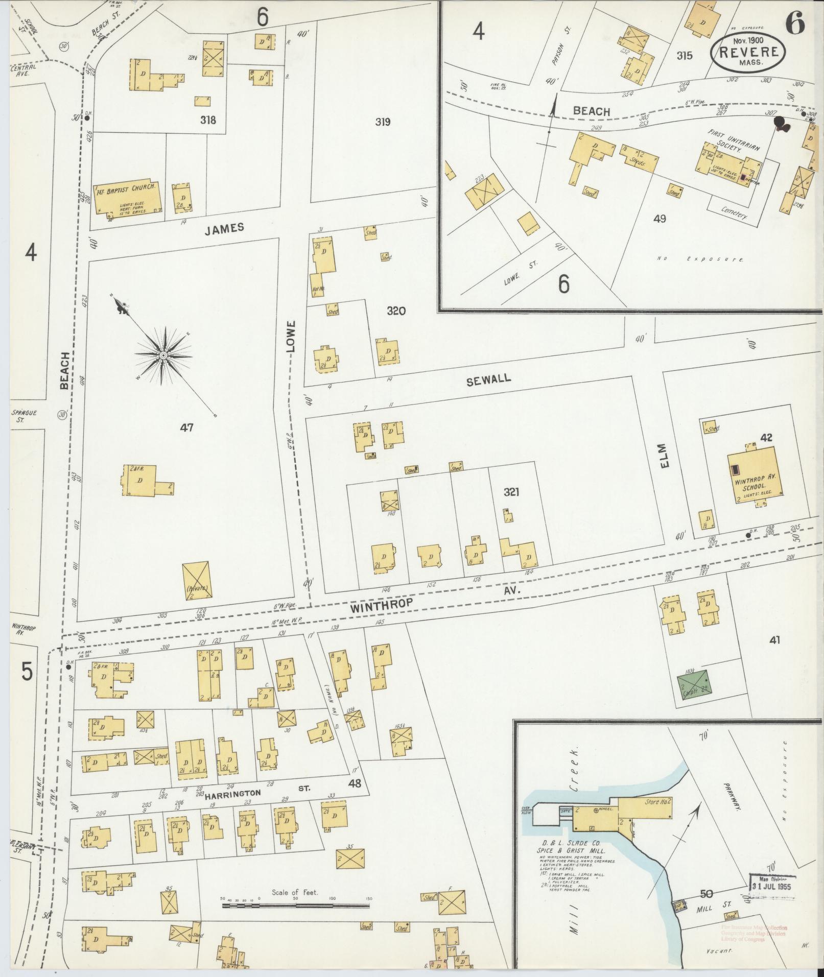 Sanborn Fire Insurance Map from Revere, Suffolk County, Massachusetts (1900), Sheet #0006 - Complete Map Set gallery image, historic Sanborn map, vintage wall art, Massachusetts Massachusetts