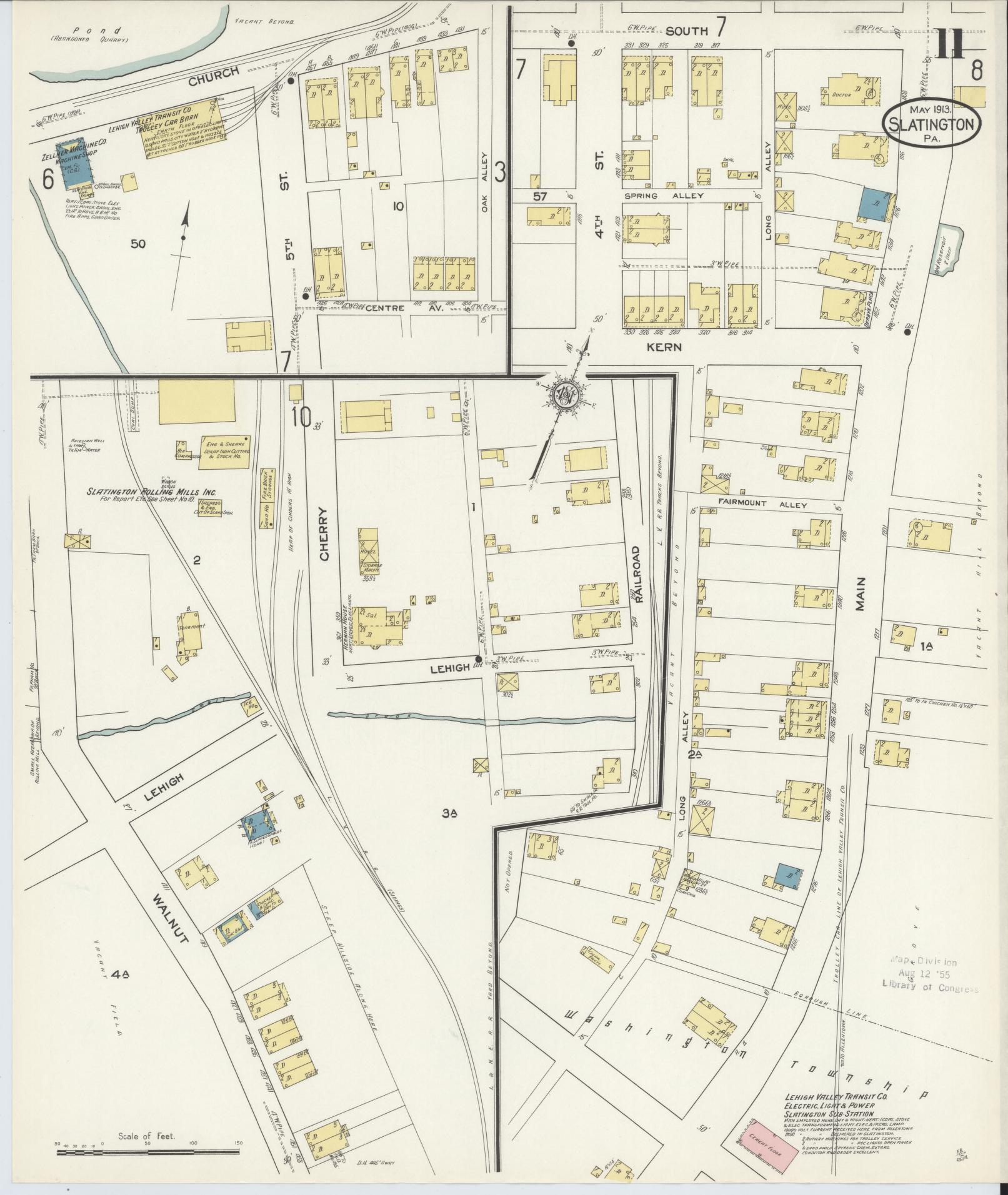 Sanborn Fire Insurance Map from Slatington, Lehigh County, Pennsylvania (1913), Sheet #0011 - Historic Sanborn Fire Insurance Map Print, vintage old map wall art, antique decor, genealogy gift, Pennsylvania Pennsylvania map
