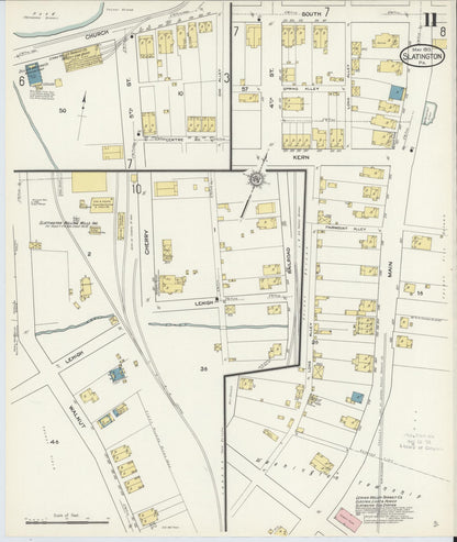 Sanborn Fire Insurance Map from Slatington, Lehigh County, Pennsylvania (1913), Sheet #0011 - Historic Sanborn Fire Insurance Map Print, vintage old map wall art, antique decor, genealogy gift, Pennsylvania Pennsylvania map