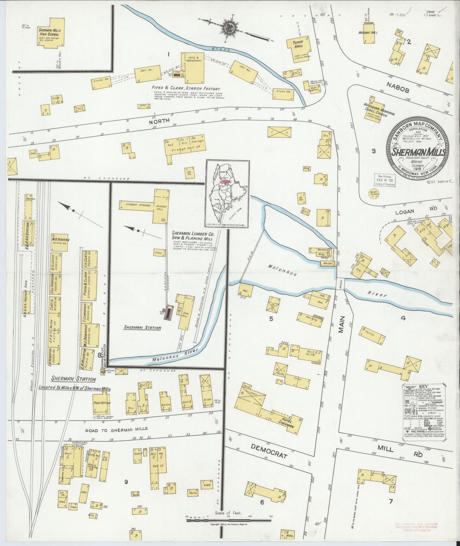 Sanborn Fire Insurance Map from Sherman, Aroostook County, Maine. (1919) – Historic Sanborn Fire Insurance Map Print