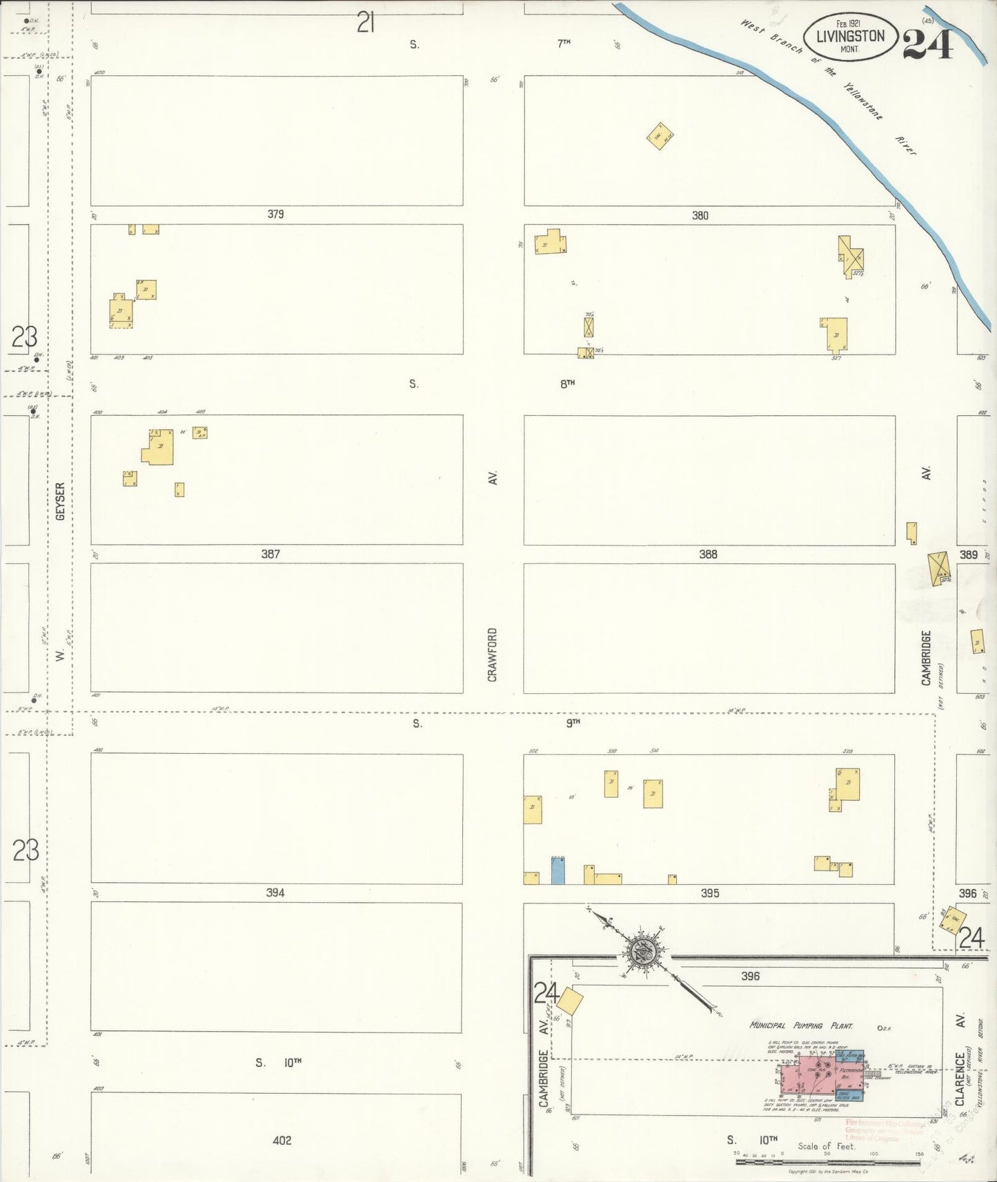 Sanborn Fire Insurance Map from Livingston, Park County, Montana (1921), Sheet #0024 - Complete Map Set gallery image, historic Sanborn map, vintage wall art, Montana Montana