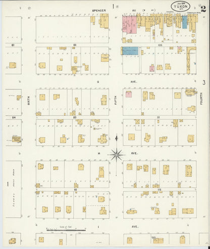 Sanborn Fire Insurance Map from Yukon, Canadian County, Oklahoma (1904), Sheet #0002 - Complete Map Set gallery image, historic Sanborn map, vintage wall art, Oklahoma Oklahoma