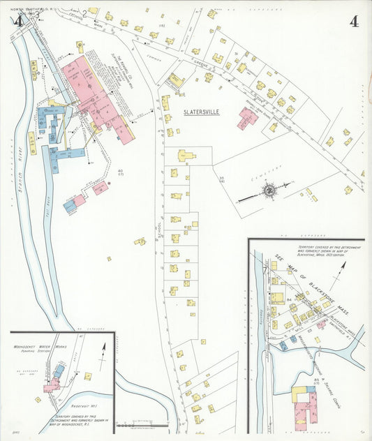 Sanborn Fire Insurance Map from North Smithfield, Providence County, Rhode Island (1940), Sheet #0004 - Historic Sanborn Fire Insurance Map Print, vintage old map wall art, antique decor, genealogy gift, Rhode Island Rhode Island map