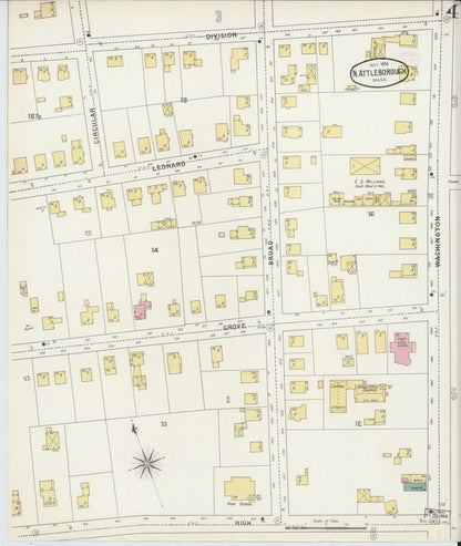 Sanborn Fire Insurance Map from North Attleborough, Bristol County, Massachusetts (1894), Sheet #0004 - Complete Map Set gallery image, historic Sanborn map, vintage wall art, Massachusetts Massachusetts