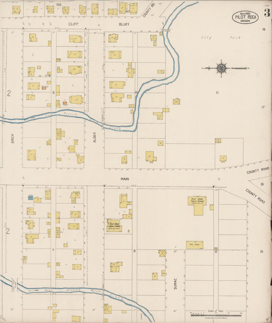 Sanborn Fire Insurance Map from Pilot Rock, Umatilla County, Oregon (1922), Sheet #0003 - Historic Sanborn Fire Insurance Map Print, vintage old map wall art, antique decor, genealogy gift, Oregon Oregon map